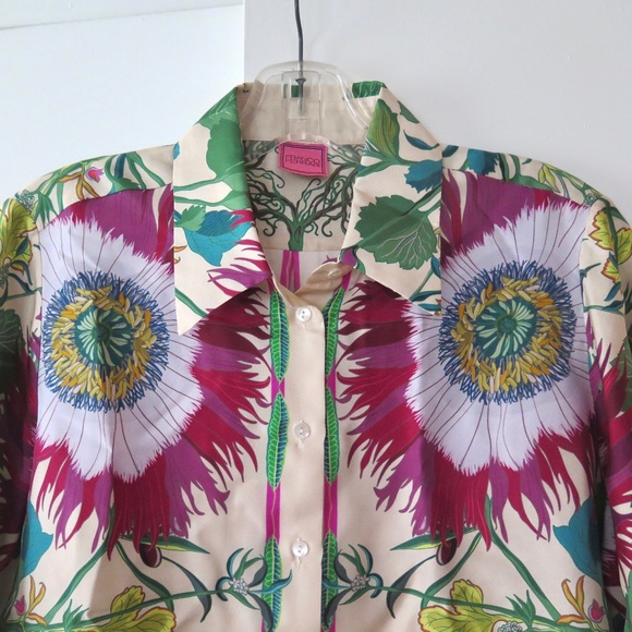 Franco Ferrari Silk Scarf Blouse - Floral Pattern - Picture 3 of 11